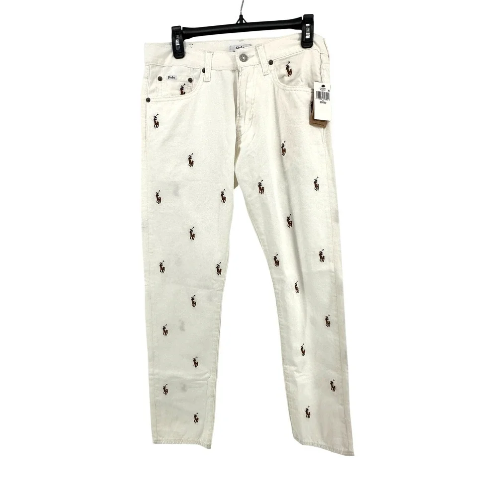 Polo Ralph Lauren Sullivan Slim Jeans Mens 29x30 White Embroidered Pony NEW